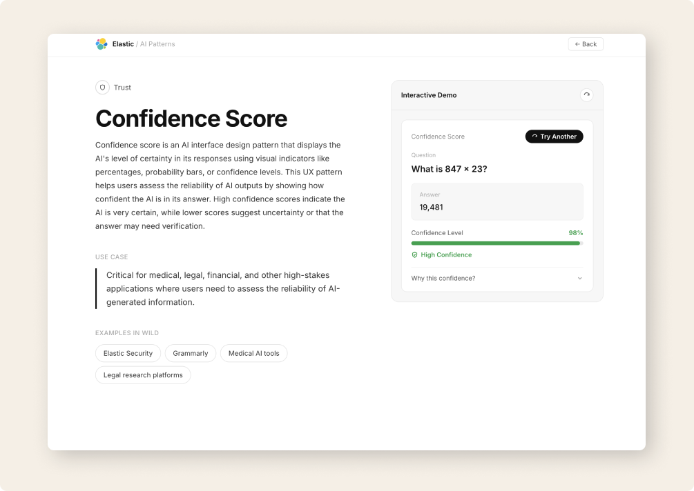 Confidence Score pattern — interactive demo