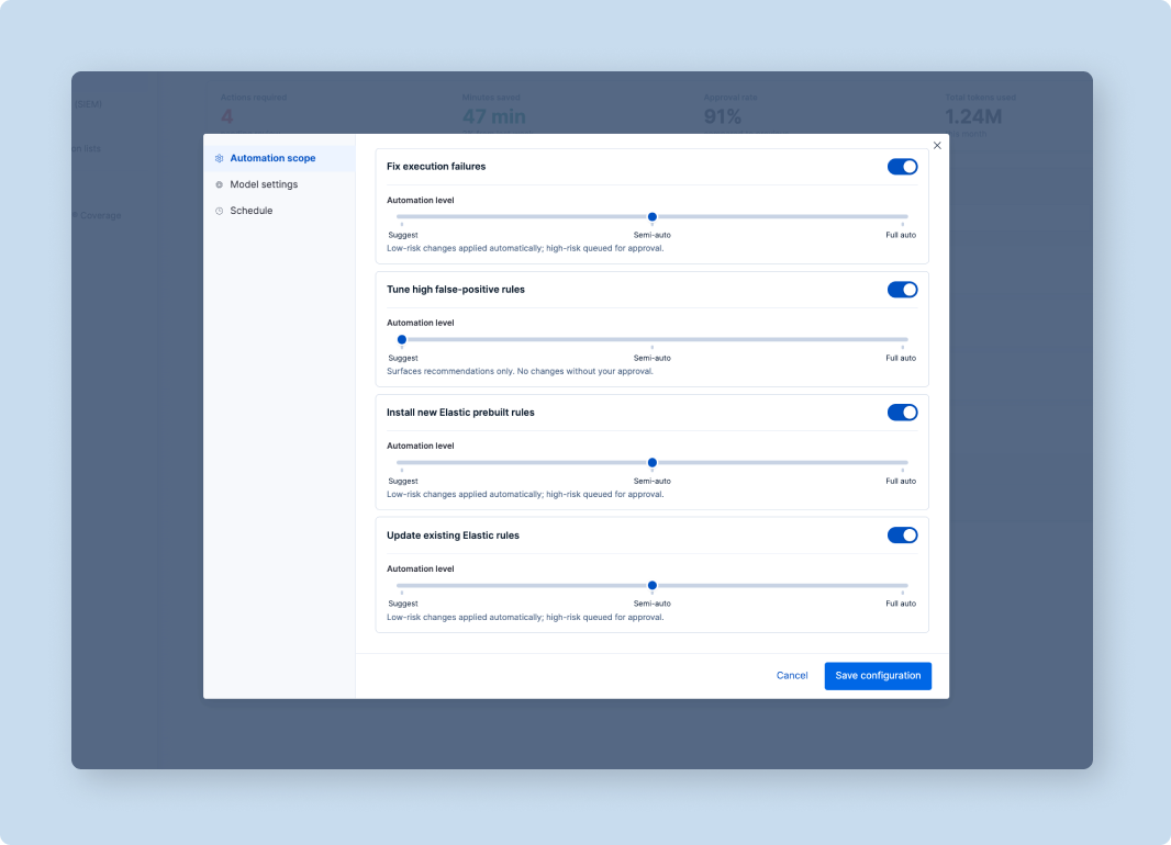 AutoDEX configuration — automation scope controls