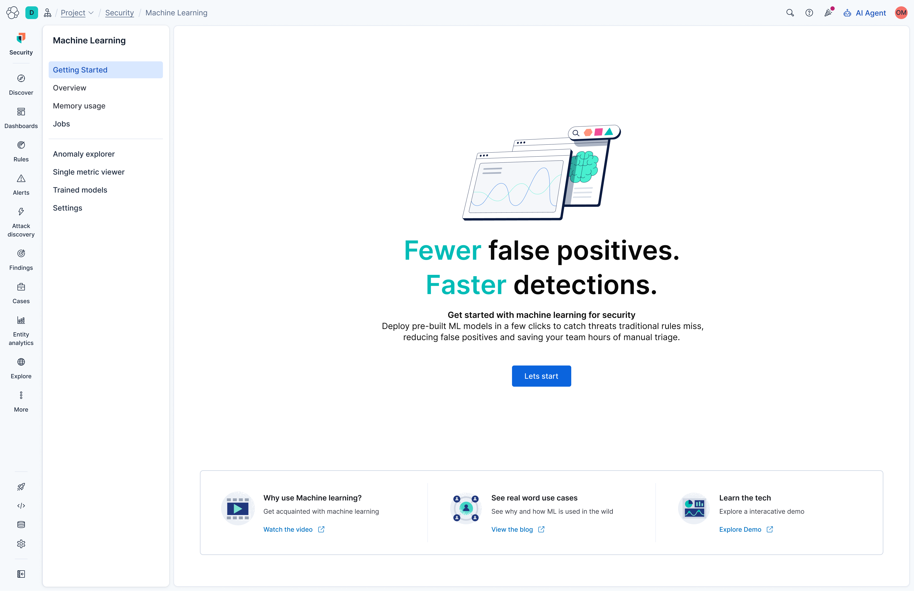 Fewer false positives. Faster detections. Get started with machine learning for security.