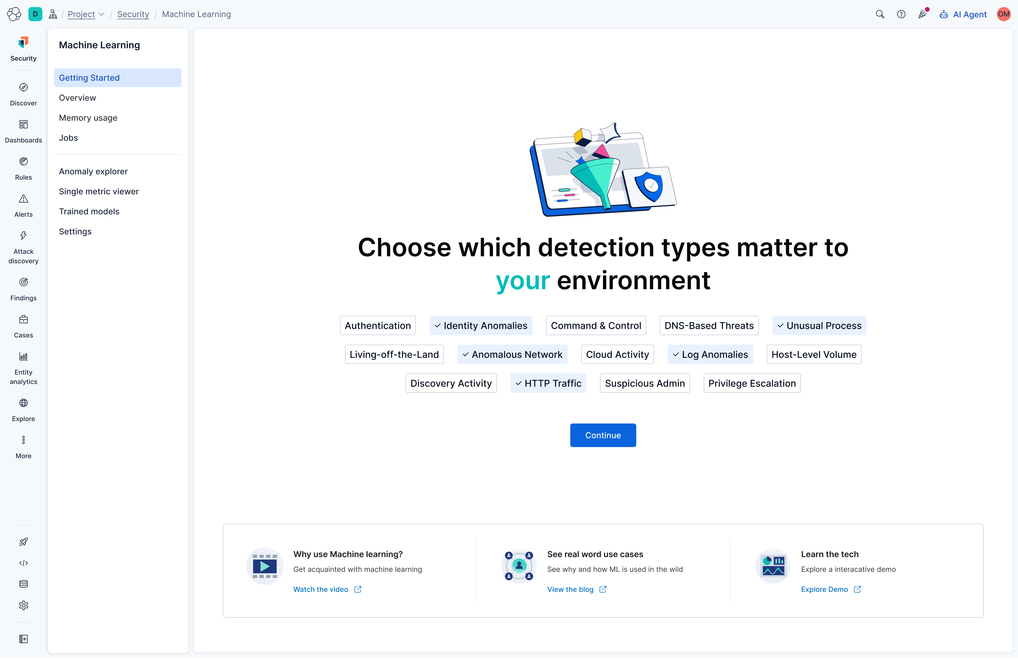 Choose which detection types matter to your environment
