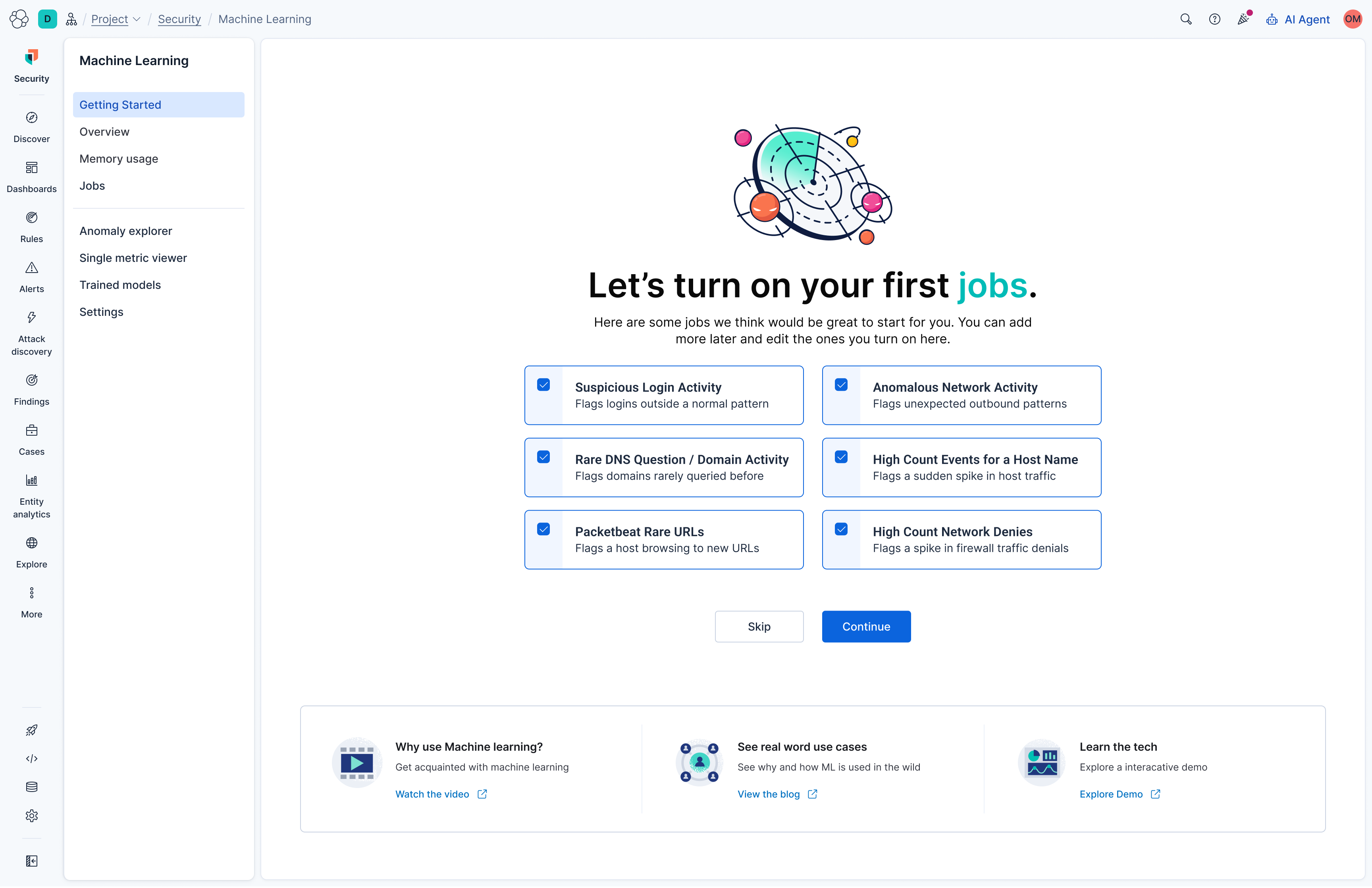 Let's turn on your first jobs, recommended jobs pre selected