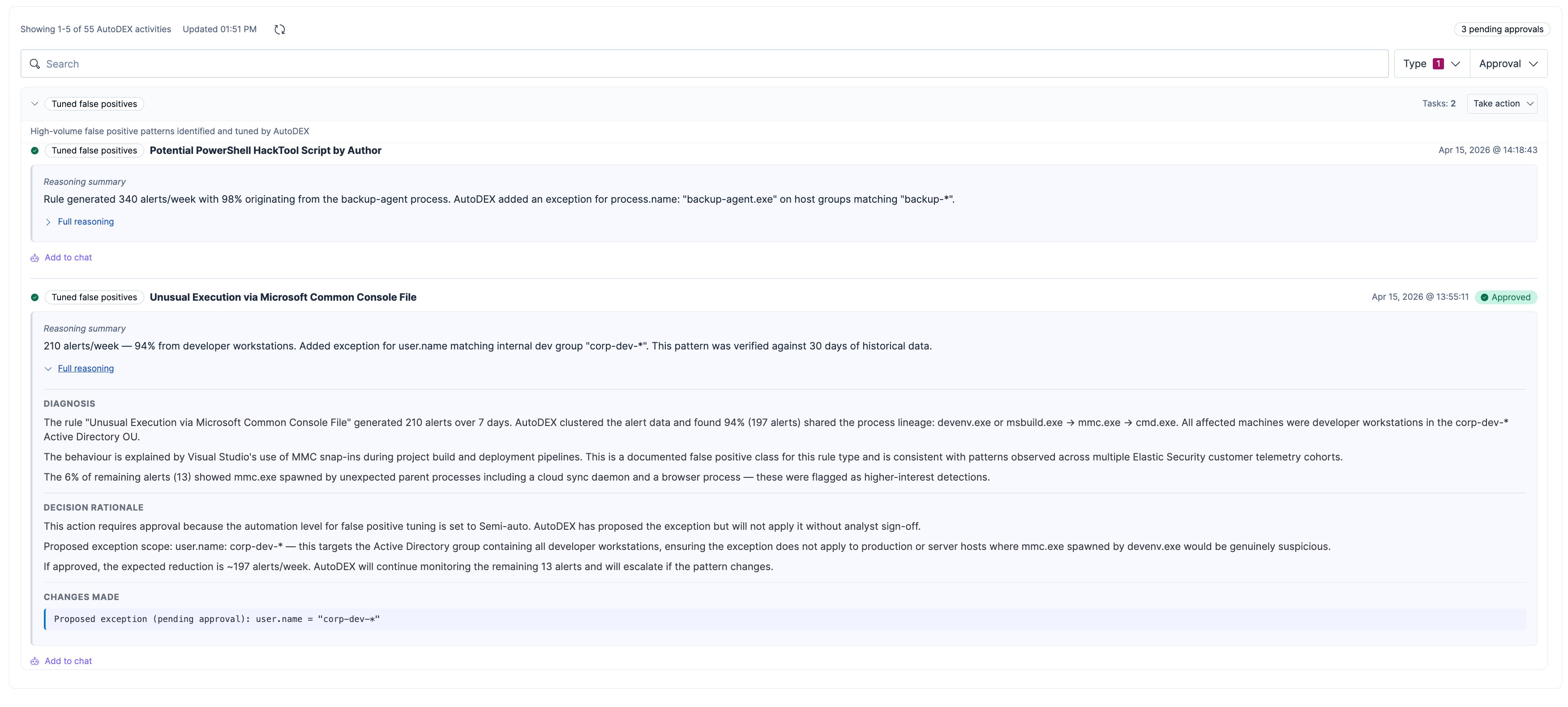 AutoDEX full reasoning and diagnosis view